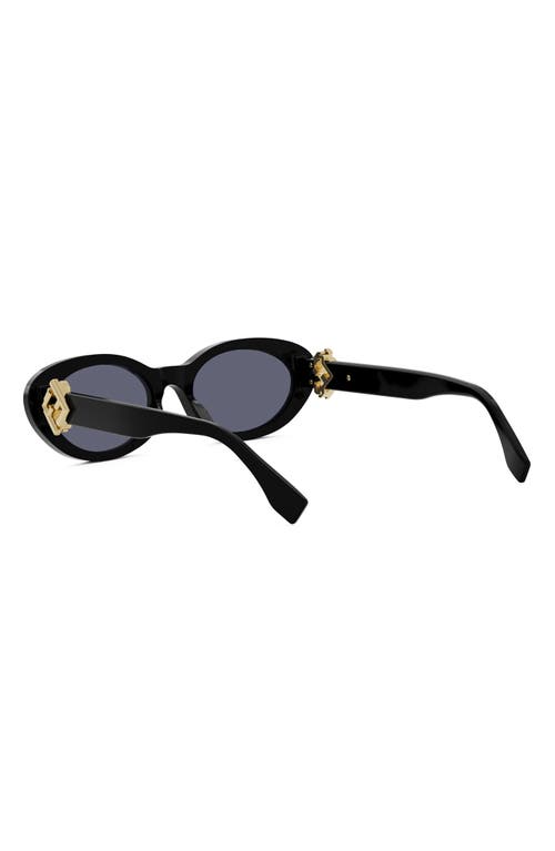 Shop Fendi ' Diamonds 53mm Oval Sunglasses In Shiny Black/smoke