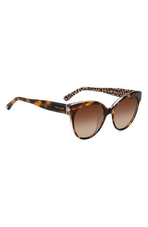 Shop Kate Spade New York Aubriela 55mm Gradient Round Sunglasses In Havana Pattern/brown Polar