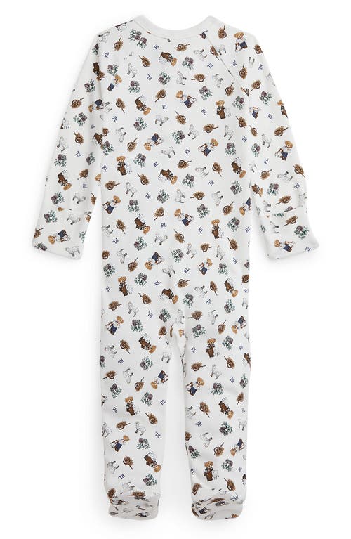 Shop Ralph Lauren Bear Cotton Knit Romper In Bear Boy