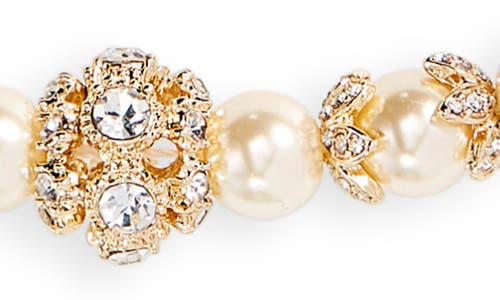 Marchesa Pavé Station Imitation Pearl Collar Necklace In Gold/blush/cry