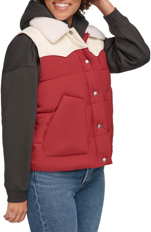 Levi's® Water Resistant Western Puffer Vest In Ruby Red