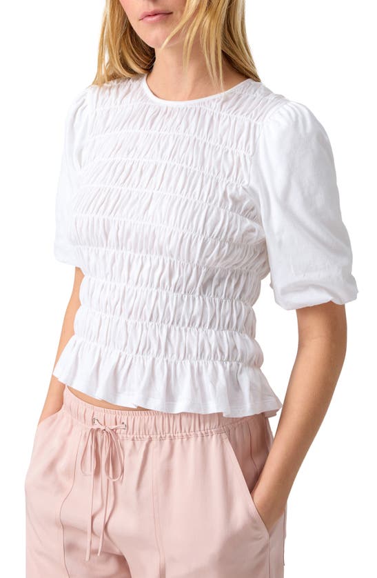 Shop Sanctuary Together Again Shirred Puff Sleeve Top In White