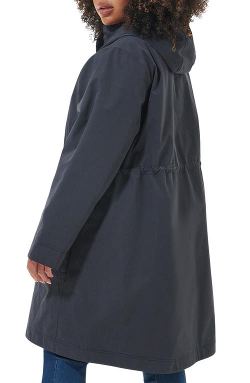 Shop Barbour Bowlees Waterproof Longline Jacket In Dk Navy/dress