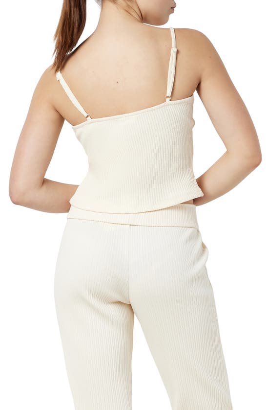 Shop Noisy May Gill Organic Cotton Blend Rib Camisole In Pearled Ivory