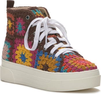  Lucky Brand Women's Cambree Crochet Platform Sneaker, Vanilla  Multi, 6