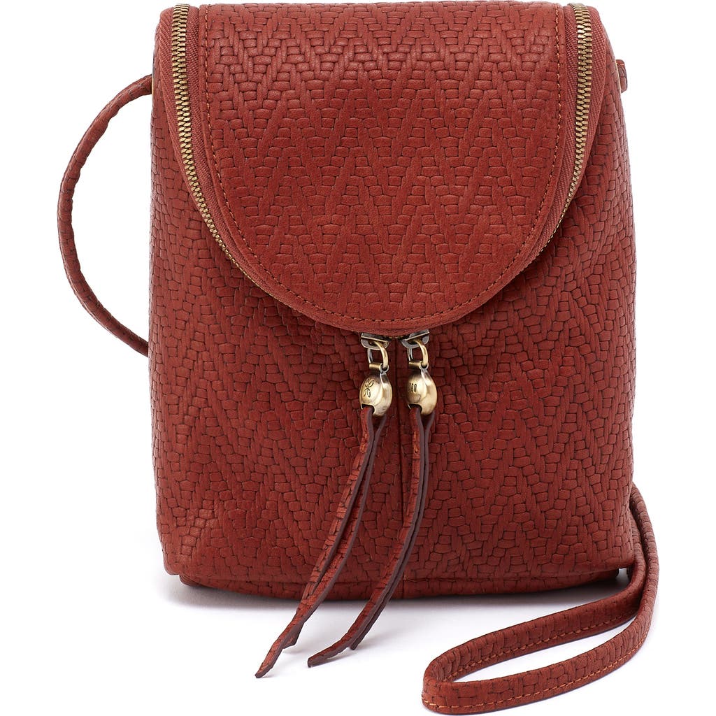 Hobo Fern Woven Leather Crossbody Bag In Tuscan Brown