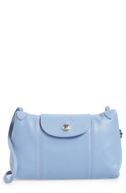 Le Pliage Cuir Crossbody Bag Blue In Blue Mist