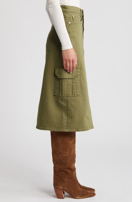 Shop Rails Highland Cargo Denim Midi Skirt In Dark Olive