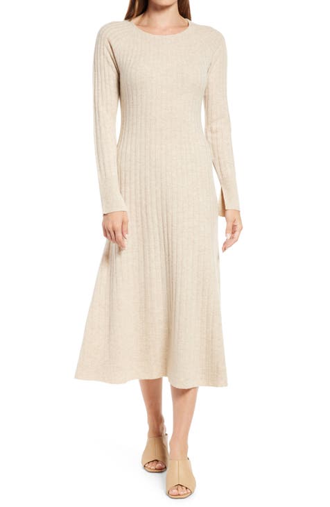 Winter Midi Sweater Dress, Long Sleeve Knitted Sweater Dress