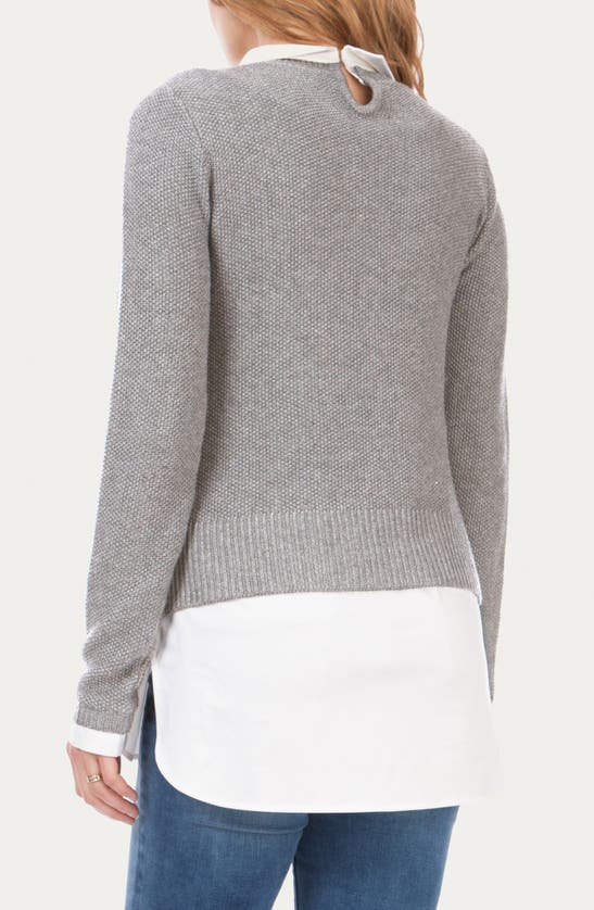 Shop Seraphine Layered Maternity/nursing Sweater In Grey/ White