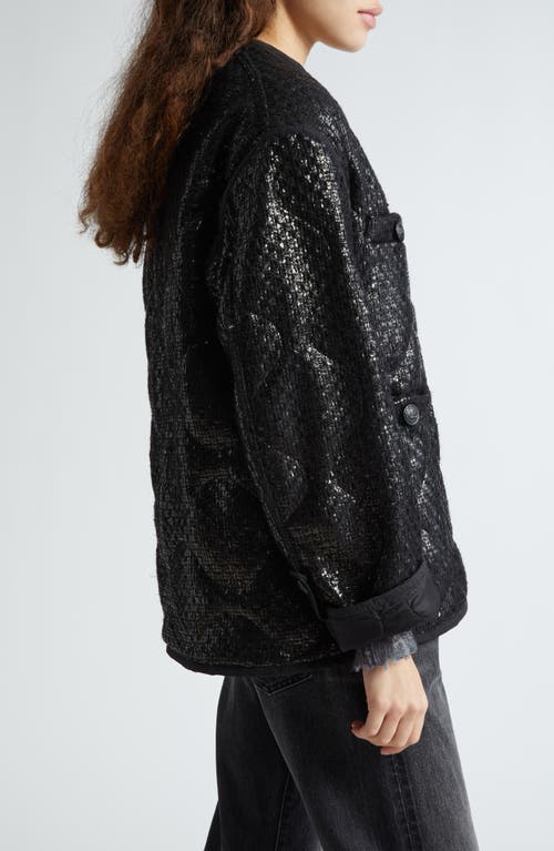 Shop R13 Gothic Quilted Tweed Liner Jacket In Shiny Black Tweed