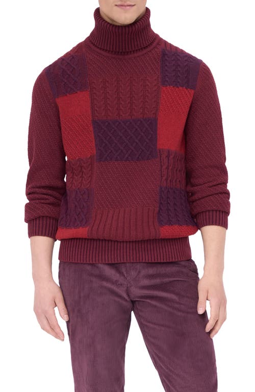 Bugatchi Pattern Wool Blend Turtleneck Sweater in Ruby 