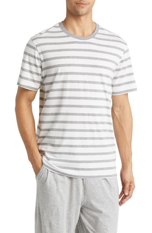 Daniel Buchler Heather Stripe Pajama T-Shirt in Grey Stripe