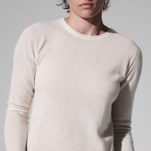 Shop Majestic Filatures 100% Machine Washable Cashmere Long Sleeve Crewneck T-shirt In Milk