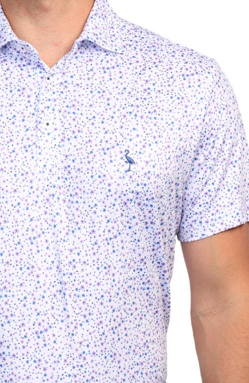 Tailorbyrd Ditzy Floral Print Performance Polo In Lilac