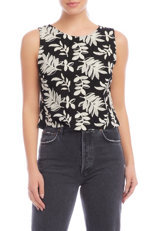 Marie Embroidered Sleeveless Crop Top in Black
