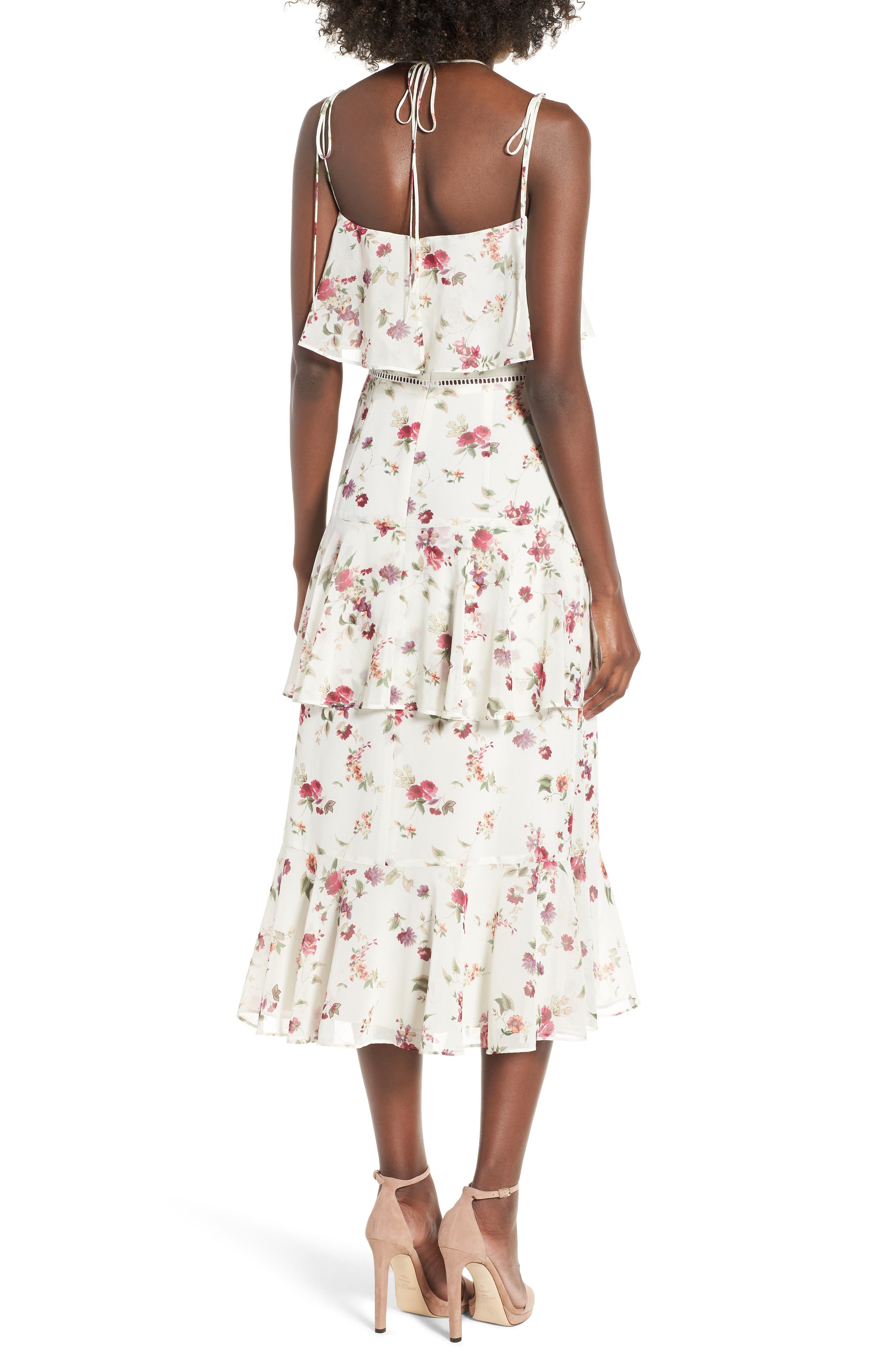 wayf imola tiered midi dress