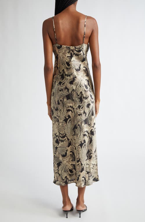 Shop L Agence L'agence Seridie Paisley Print Silk Midi Slipdress In Gold Multi Textured Paisley