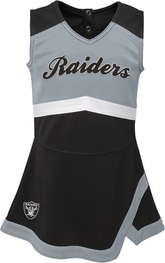 Outerstuff Girls Preschool Black Las Vegas Raiders Two-Piece Cheer Captain Jumper Dress with Bloomers Set