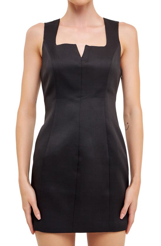 Endless Rose Structured Open Back Minidress In Black