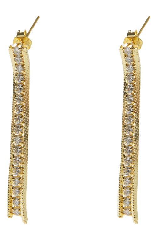 Argento Vivo Sterling Silver Cubic Zirconia Box Snake Chain Earrings in Gold 