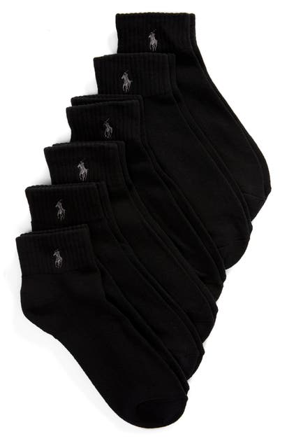 Polo Ralph Lauren Assorted 3-pack Rib Cuff Quarter Socks In Black