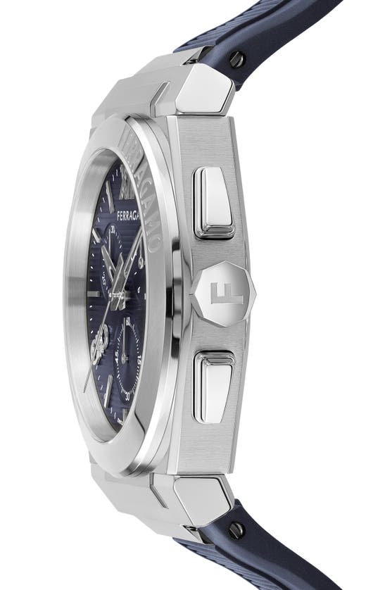 Shop Ferragamo Vega Chronograph Silicone Strap Watch, 42mm In Stainless Steel