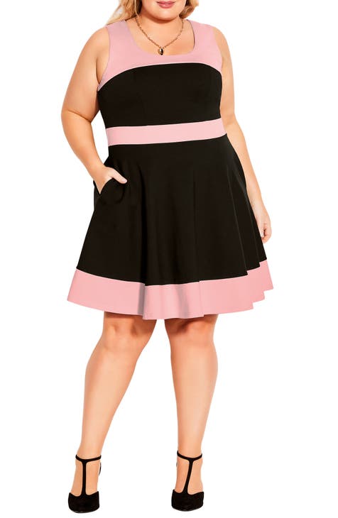 Solid Fit and Flare Dress - Plus