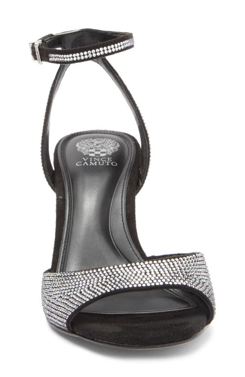 Vince Camuto Arilenea Rhinestone Ankle Strap Sandal In Black Microsuede