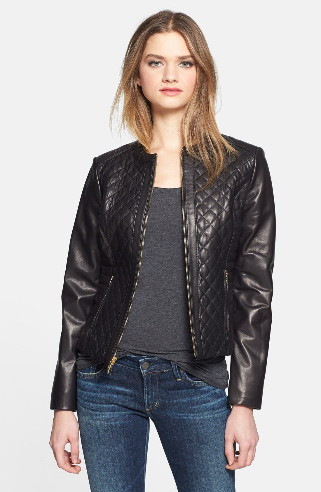 Cole Haan Quilted & Smooth Leather Jacket Nordstrom
