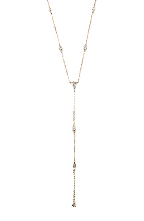 Cubic Zirconia Station Y-Necklace in Gold
