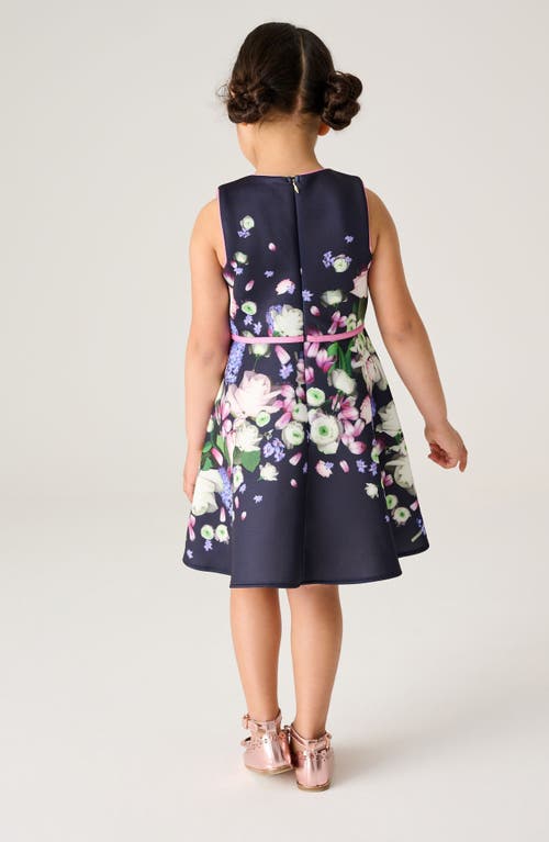 Ted Baker Baker By  Kids' Floral Sleeveless Scuba Dress In Navy