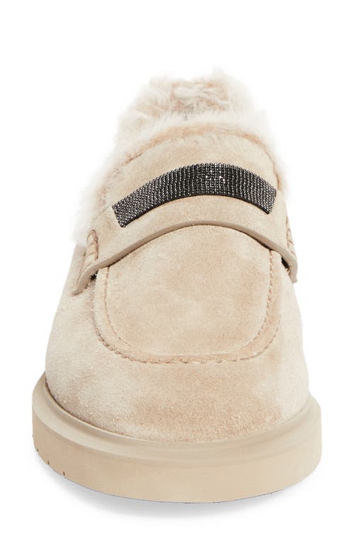 Brunello Cucinelli Monili Genuine Shearling Lined Loafer In Ice