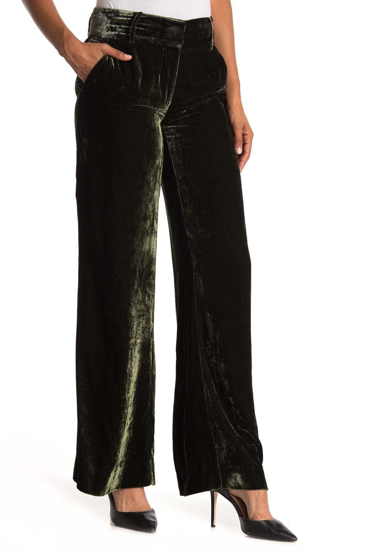 crushed velvet wide leg pants