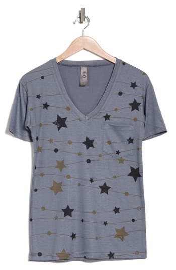 Go Couture Deep V-neck Boyfriend T-shirt In Mushroom