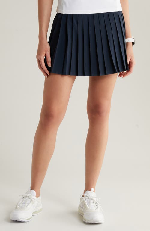 Shop Zella Pleated Tennis Skirt With Shorts In Navy Sapphire