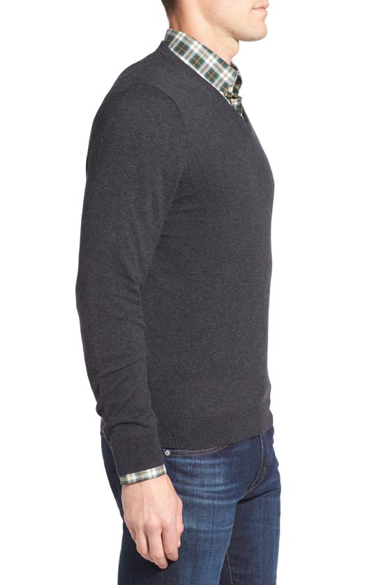 Shop Nordstrom Shop Cotton & Cashmere V-neck Sweater In Grey Dark Charcoal Heather