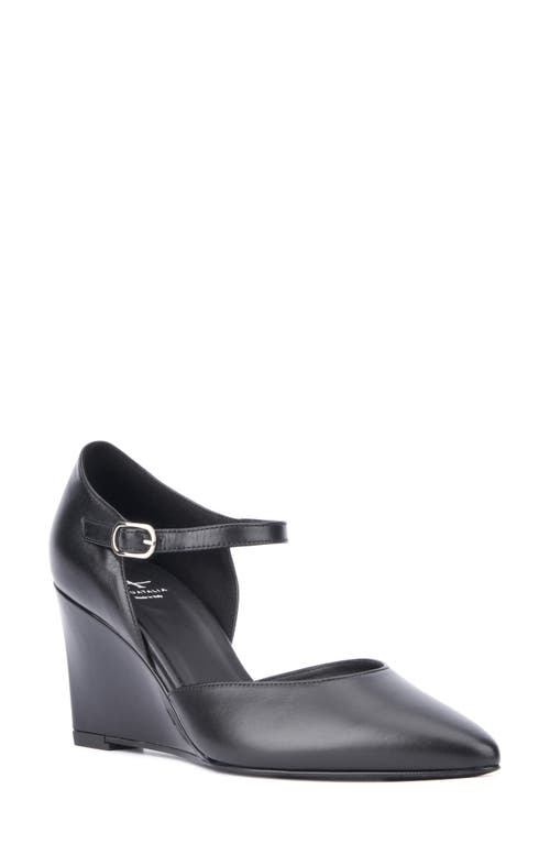 Penelopy Ankle Strap Pointed Toe Wedge Pump in Black