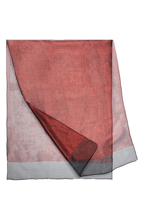 Shop Saachi Sheer Silk Scarf In Burgundy Combo