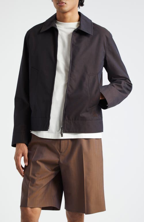 Burberry Cotton Twill Harrington Jacket In Black/tan