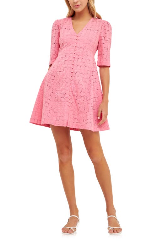 Broderie Lace Minidress in Pink