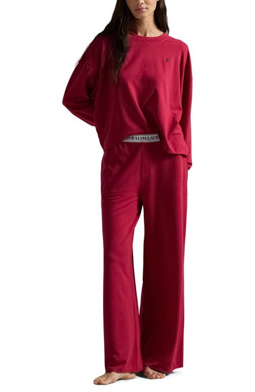 Shop Polo Ralph Lauren Sweatshirt & Wide Leg Pajamas In Classic Red