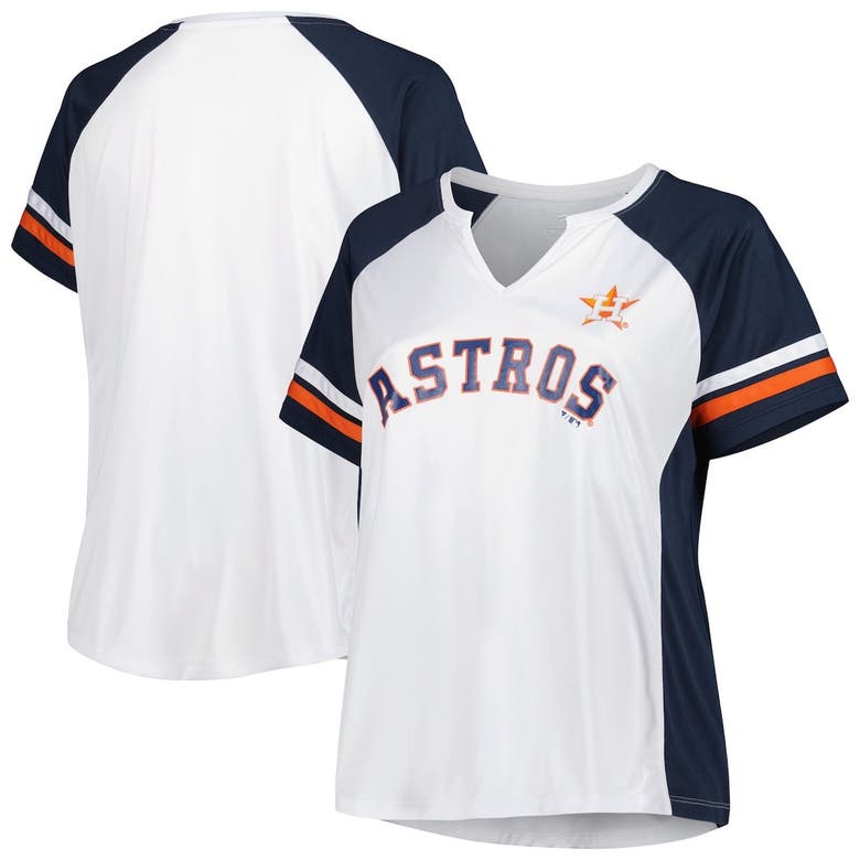 Profile White/navy Houston Astros Plus Size Notch Neck T-shirt