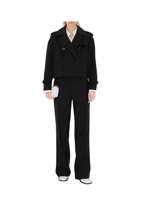 Shop Burberry Cropped Gabardine Trench Jacket In Black