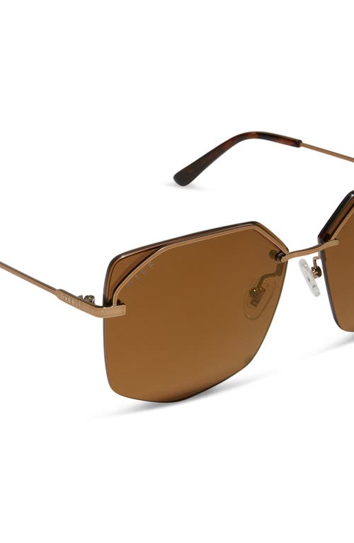 Diff Bree 62mm Square Sunglasses In Brown Gold Flash