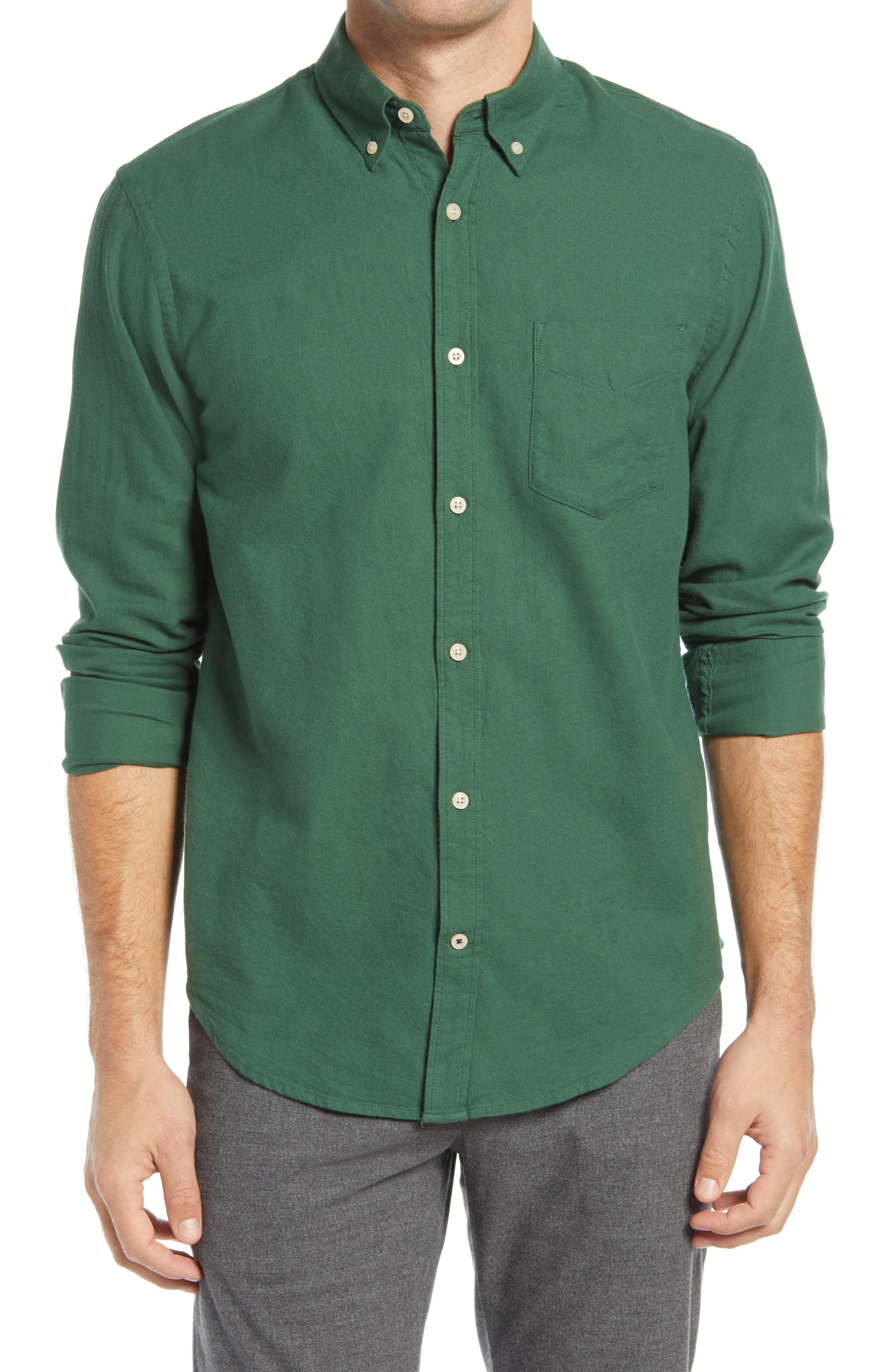 Nn07 Levon 5159 Slim Fit Flannel Button-down Shirt In Bottle Green