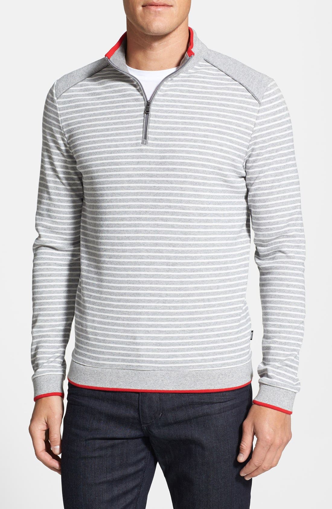 BOSS HUGO BOSS 'Vittorito' Quarter Zip Stripe Pullover Nordstrom