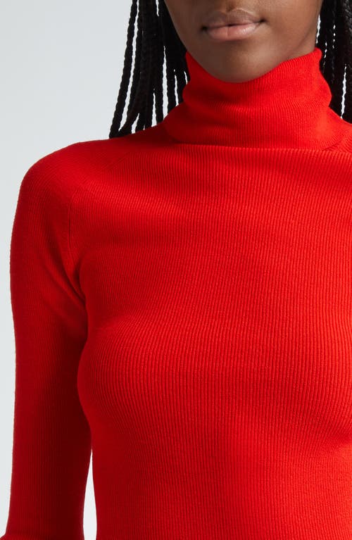Proenza Schouler Fox Longline Logo Rib Turtleneck Top In Red