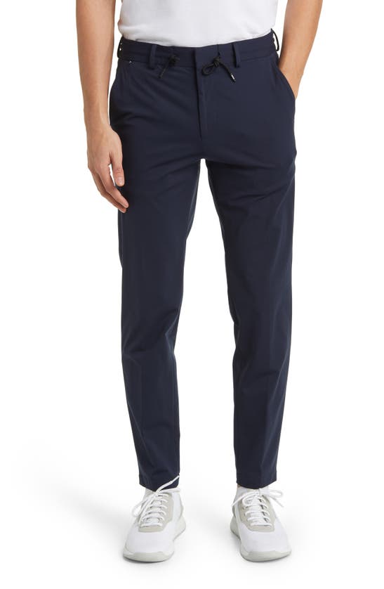 Shop Hugo Boss Boss Genius Flat Front Drawstring Pants In Dark Blue