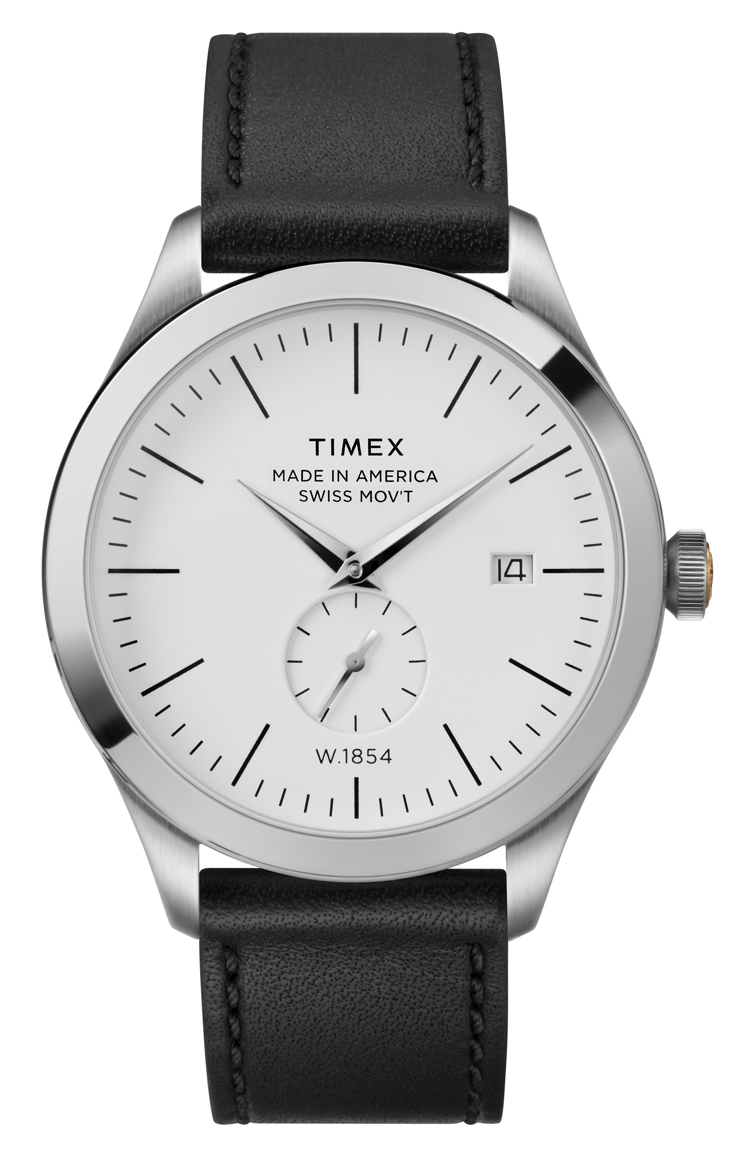 UPC 753048833306 product image for Timex American Documentation Leather Strap Watch, 41mm | upcitemdb.com